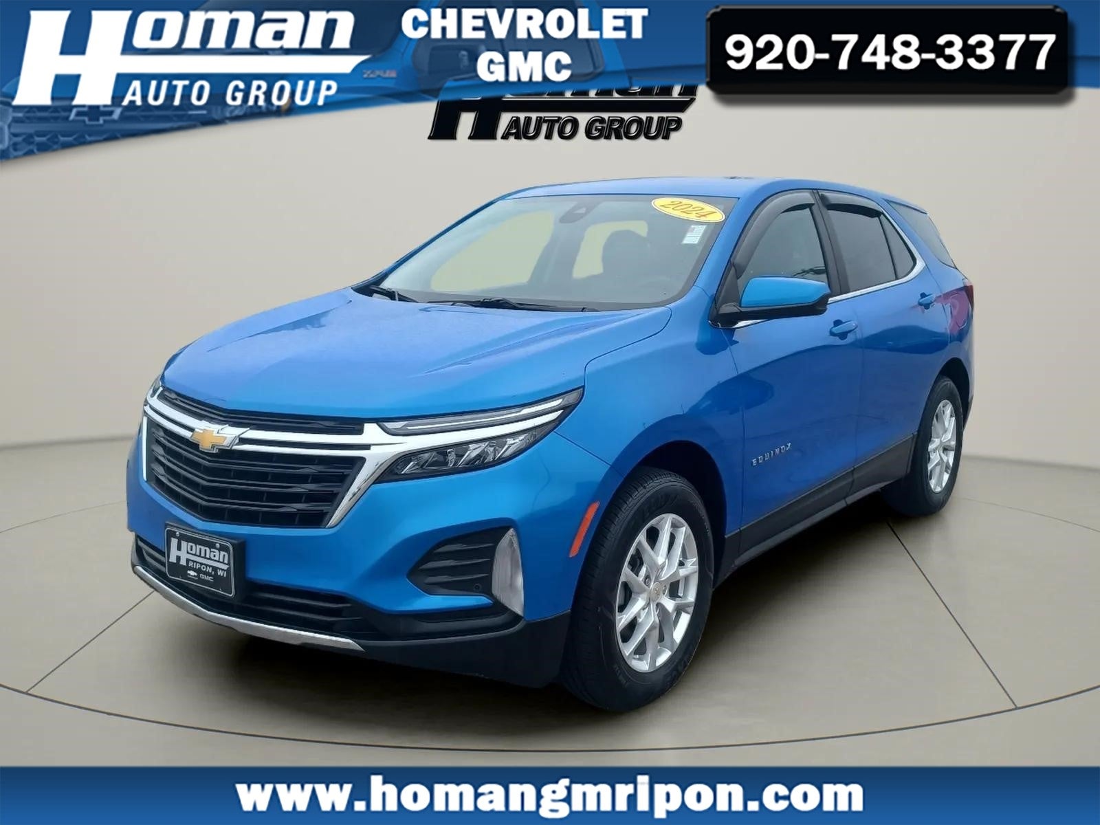 2024 Chevrolet Equinox LT in Riptide Blue Metallic — front three-quarter view