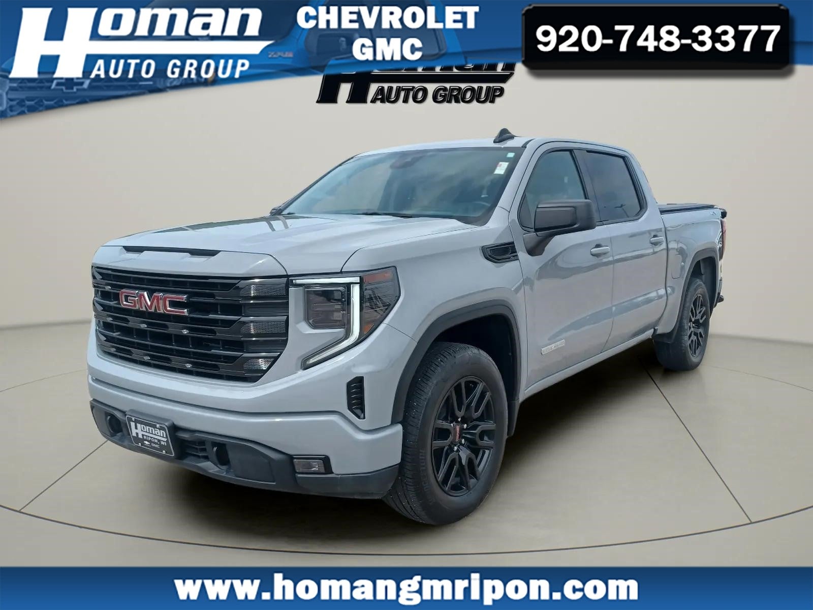 2024 GMC Sierra 1500 Elevation in Thunderstorm Gray — front three-quarter view